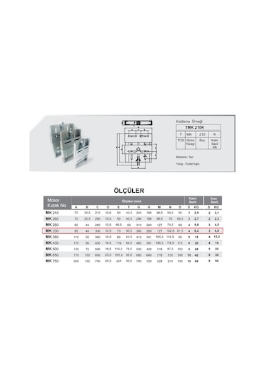 Orka Mkk 330 Tip İnce Saclı Motor Kızağı