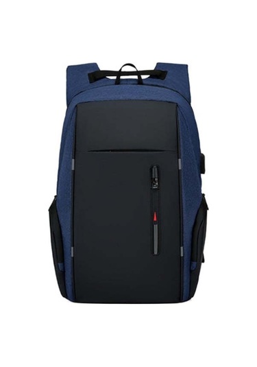 Vkemall Usb Özellikli Büyük Kapasiteli Çift Omuzlu Çanta - Mavi MAVİ