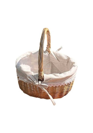 Dancemonkey Cbtx Hasır Piknik Sepeti, Söğüt El Dokuma, Keten, L Katı Renkli, Saklama Oyuncak Ahşap