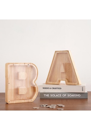 26 Alfabe Kumbara Madeni Para Kumbara Ahşap Harf Tasarruf Kutusu Masaüstü Süsü Ev Dekorasyonu El Sanatları Çocuklar İçin