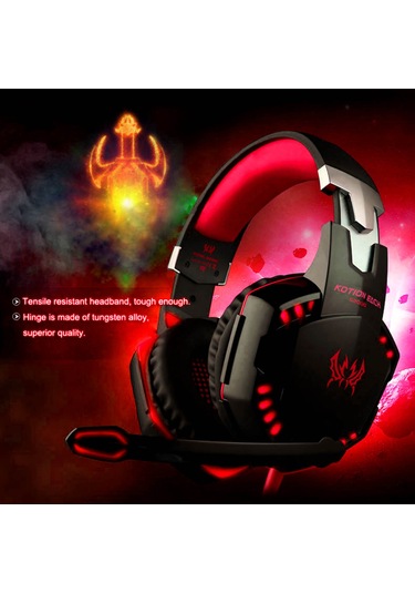 Ximistore9 Kotıon Each G2000 Oyun Kulaklığı - 3.5mm Bağlantı, Ses Yalıtımı Mikrofon, Surround Stereo, Ps4/xbox/pc Uyumlu, Kırmızı Led Işıklı
