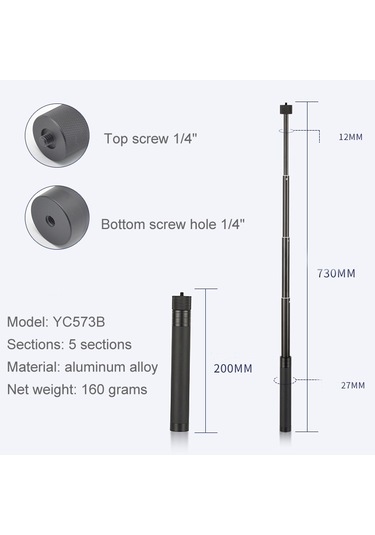 Sones Yc573b Uzatma Çubuğu Sabitleyici Özel Selfie Uzatma Çubuğu Feiyu G5 / Spg / Wg2 Gimbal, Djı Osmo Pocket / Pocket 2 İçin