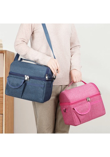 Moveevo Çift Katmanlı Yalıtımlı Büyük Buz Torbası - Anne Sütü, Biberon & Yiyecek Anne Çantası Toptan Siyah