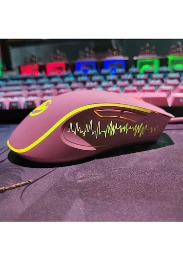 Besthome1 Pembe Isıtıran Satış Kablolu Oyun Faresi Ergonomik Tasarım 7 Renkli Aydınlatma Usb Bağlantılı Laptop Ve Pc Uyumlu -