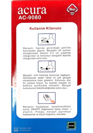 Acura AC-9080 Tam Otomatik Üst Koldan Ölçer Tansiyon Aleti