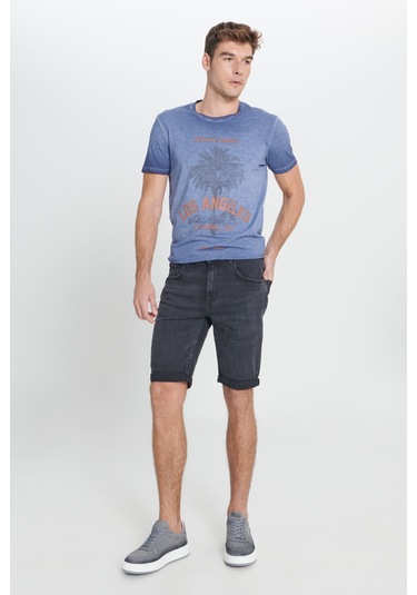 Ac&Co / Altınyıldız Classics Erkek Antrasıt Slim Fit Dar Kesim Pamuklu Esnek Denim Şort Antrasit