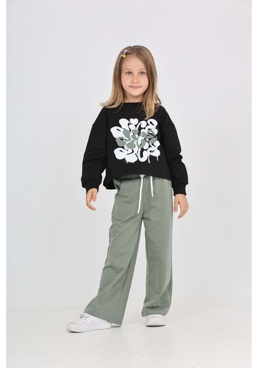 Toontoy Kız Çocuk Nice Baskılı Eşofman Takım Siyah