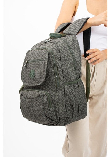 Ultra Hafif Çok Cepli Su Geçirmez Sırt Çantası Unisex Desenli Siyah Model: 571-2e - Siyah