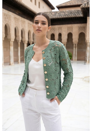 Sayzen Your Shine Gold Düğmeli Nakış Işlemeli Ceket Sy-shn2609 Çağla