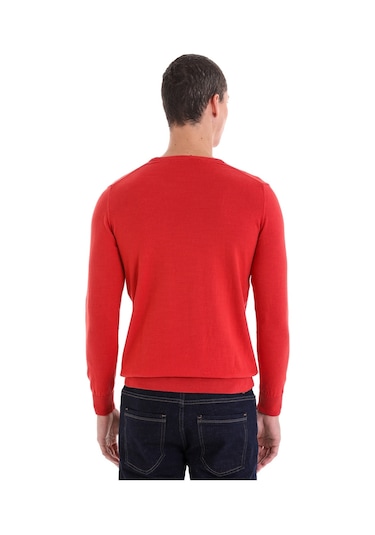 Hatemoğlu Erkek Regular Fit Düz Bisiklet Yaka Pamuklu Triko Kazak Kiremit