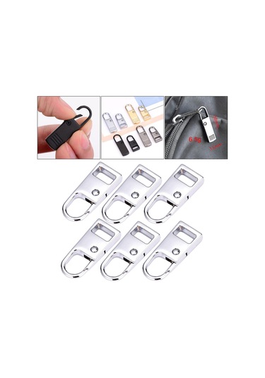Suntek 6 Adet Metal Ayrılabilir Fermuar Etiketleri Giyim Gümüş S Için Tamir Çekme Sekmeleri