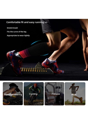 Mavi 1 Çift Buzağı Kollu Koşu Spor Bacak Elastik Sıkıştırma Manşonu Çorap Açık Hava Sporları Fitness Zpg İçin