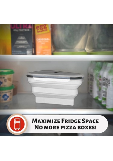 Padalink Yiyecek Grade Silikon Katlanabilir Pizza Depolama Kutusu - 5 Isıtma Tepsili, Mikrodalga & Bulaşık Makinesine Uygun, Leak-proof Beyaz Beyaz