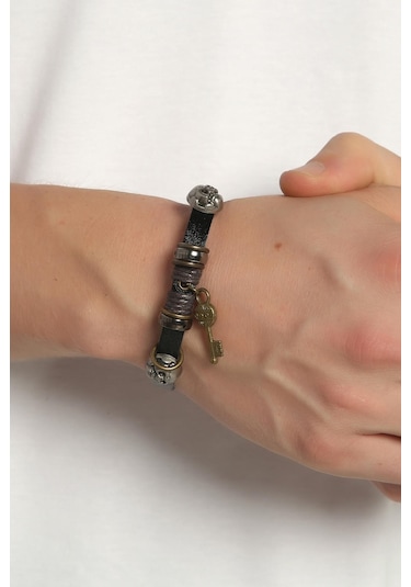 Tblk02316 Anahtar Figür Unisex Deri Bileklik 2291-2342 Çok Renkli