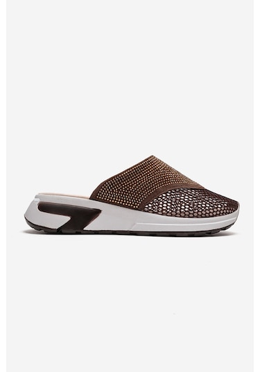 Luvishoes Glea Kahverengi Taşlı Burnu Kapalı Kadın Terlik