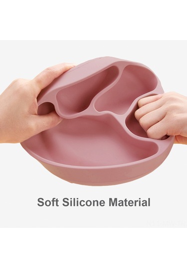 Moveevo Bebekler İçin Silikon Sünger Tabağı, Çocuk Ütü Ve Çatal Seti, Taşınabilir Yemek Gereci, Gri Renk Gri