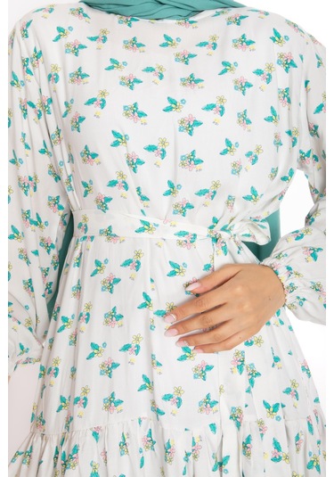 Fatma Sezen Çiçekli Elbise Beyaz