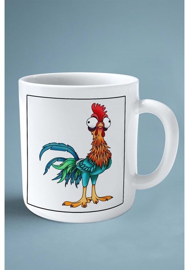 Tavuk Baskılı Kupa Bardak Çift Taraflı Kişiye Özel Çerçeveli Renkli Model 5 Çok Renkli