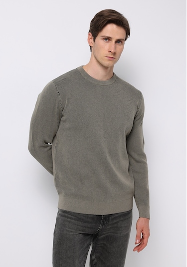 Colins Regular Fit Yuvarlak Yaka Jakarlı Erkek Yeşil Kazak Cl1076739 Q1.v2 Kha Haki