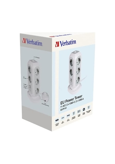 Verbatim 49547 - Eupt-01 Eu Power Tower - 11xac / 2xusb / 2xtype-