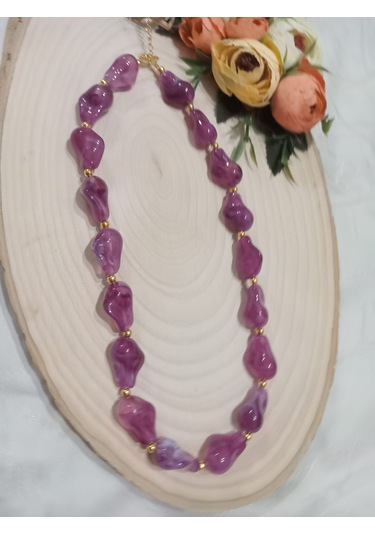 Mor Kaya Modeli Kolye Mor