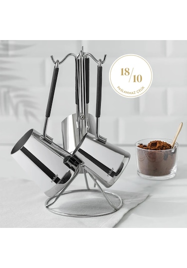 Nehir Everest 4 Parça Standlı Paslanmaz Çelik Cezve Seti