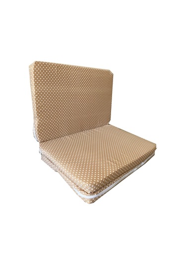 Katlanır Çocuk Yatağı Sünger Yatak Çocuk Oyun Minderi 60x120-4 Cm Kahverengi Puantiyeli