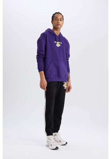 DeFactoFit NBA Los Angeles Lakers Kalın Jogger Eşofman Altı Standart Fit Cepli D8491AX25SPBK81