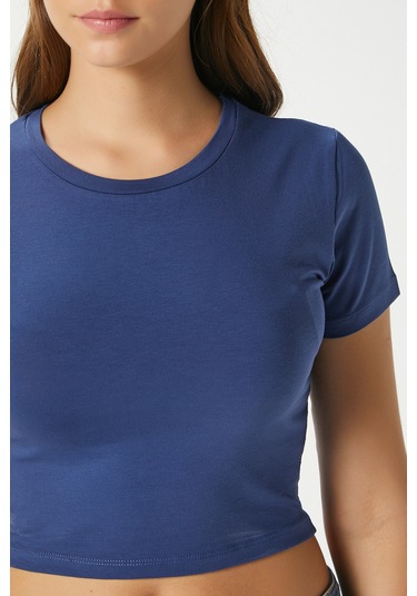 Ritnice Kadın Serra %100 Pamuk Lacivert Crop Top Lacivert