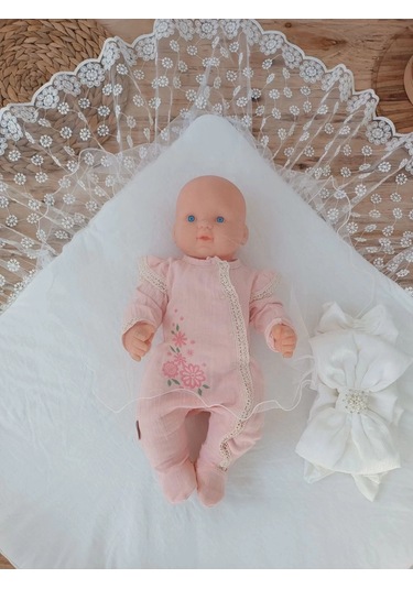 Yenidoğan Ay Işığı Papatya Dantelli Taşlı Fiyonk Bebek Battaniyesi Kundak Ekru Çok Renkli