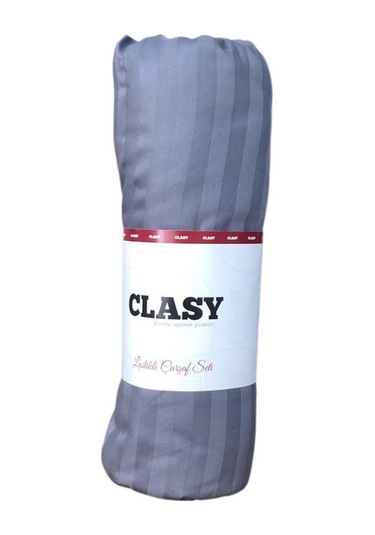Clasy Tek Kişilik %100 Pamuk Saten Lastikli Çarşaf + 1 Adet Yastık Kılıfı 100 X 200 Gri
