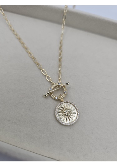 14k Mikron Altın Kaplama Miracle Güneş Önden Kilit Kolye Altın