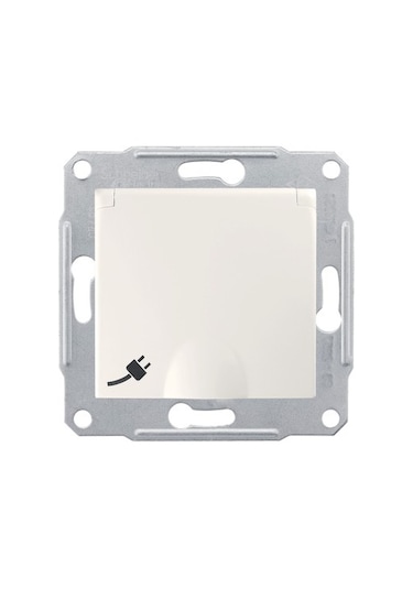 Schneider Elektrik Sedna Beyaz Kapaklı Topraklı Priz Çerçevesiz