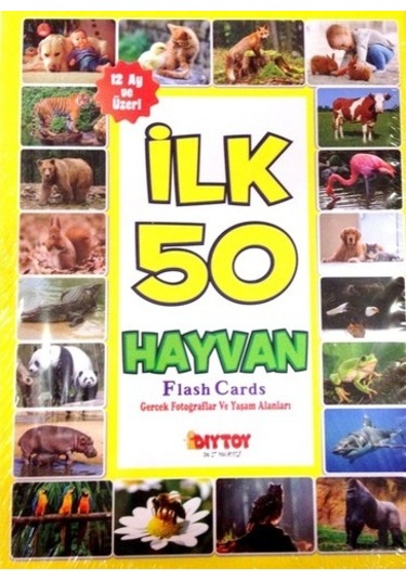 Diytoy İlk 50 Hayvan Flash Cards Hafıza  Kartları