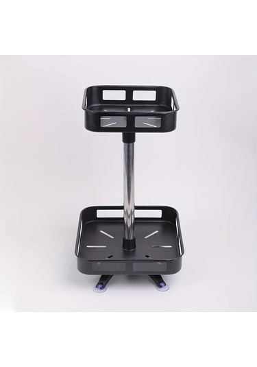 Honeybeeshop Kare Çift Katmanlı Mutfak Organizatörü Dönebilen Raflı Paslanmaz Çelik Baharat Sebze Rafı 1100 Koyu Ceviz