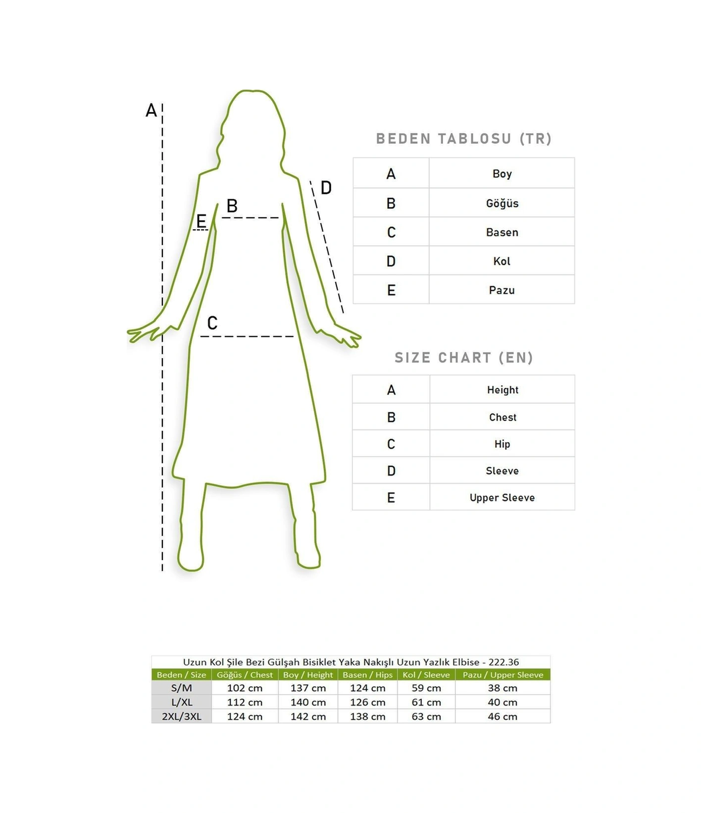 Uzun Kol Şile Bezi Gülşah Bisiklet Yaka Nakışlı Uzun Yazlık Elbise Mor Mor Mor