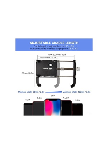 Besthome1 Alüminyum Bisiklet Telefon Tutucu, 3.5-6.2 İnç Telefonlar İçin Ayarı Değiştirilebilir, Siyah, Hafif Ve Dayanıklı Siya Siyah