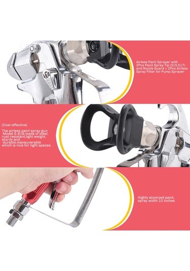 Xurunkeji Adet Boya Püskürtme Ucu 315,517 Ve Nozul Koruyucusu + Pompa Püskürtücü İçin 2 Adet Havasız Püskürtme Filtresi İle Havasız Boya Püskürtücü