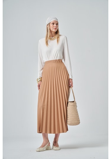 Ftz Women Kadın Pliseli Etek Camel 30390 Camel