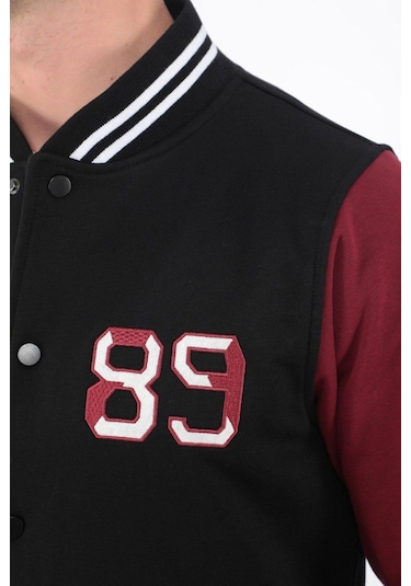 Erkek Kolej Ceket 3 Iplik Içi Fileli Kolej Ceket Siyah Bordo