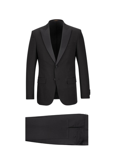 Hatemoğlu Siyah Slim Fit Çıkma Sivri Yaka Klasik Damatlık 2958716 Siyah