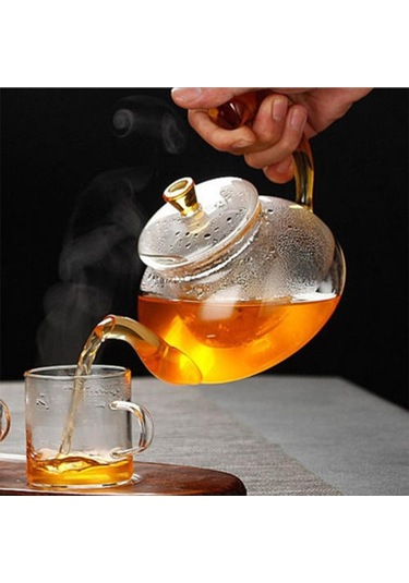 600 Ml Cam Çaydanlık Açık Kolu Pot Yaratıcılık Teaset Çay Demlik Teaware Borosilikat Cam Su Isıtıcısı Drinkware Çaydanlıklar Antrasit