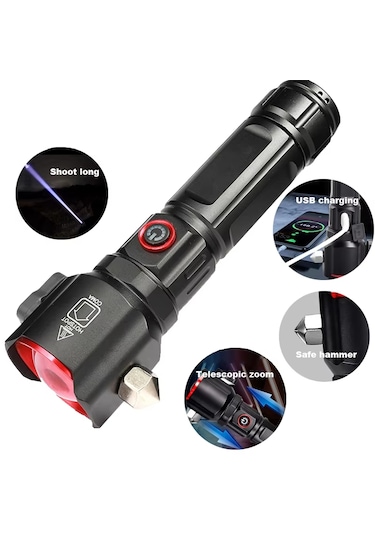 OR-2210-TG Şarjlı Teleskopik Zoom Özellikli Acil Durum El Feneri 8800 Mah Pil 30 Watt Siyah