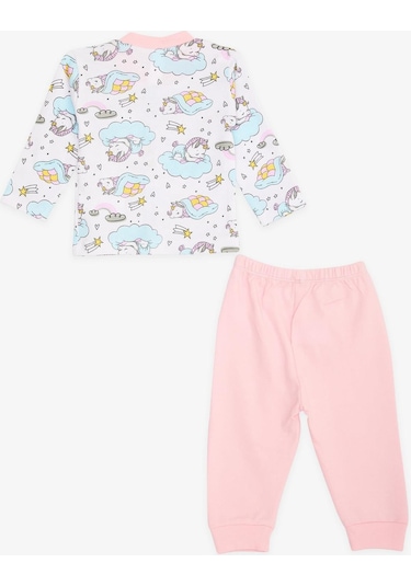 Breeze Kız Bebek Pijama Takımı Uykucu Unicorn Desenli 4 Ay-1 Yaş, Beyaz-beyaz Beyaz