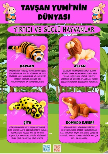 Tavşan Yumi Yırtıcı Ve Güçlü Hayvanlar Koleksiyonu- 4 Parça 5-7 Cm Hareketli Oyuncaklar Ve Bilgilendirici Kartlar "