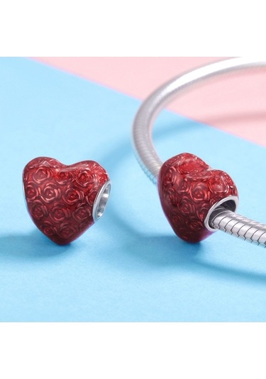 Fastbuy S925 Saf Gümüş Kırmızı Aşk Dıy Bilezik Kolye Boncuk Çok Renkli Takı Çok Renkli