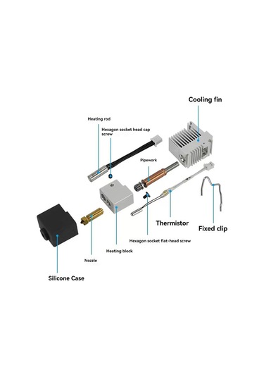 Leasetake Kobra 3 Combo Baskı Kafası Ekstruder Kiti İçin Hotend Isıtıcı Blok Isıtma Kartuşu Termistör Anycubic Kobra 3 B İçin