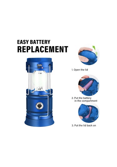Mufunye Mavi Led Kamp Feneri Güneş Enerjili Usb Şarjlı 18650 Batarya Ve Kablolu Çadır Işığı Outdoor Kullanım İçin İngilizce Paketli Çok Renkli