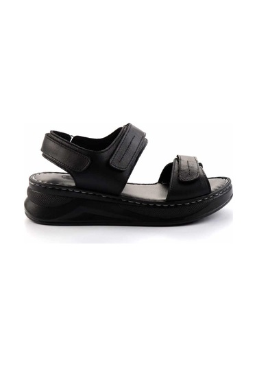 Siyah Hakiki Deri Kadın Sandalet K05281018103 Siyah