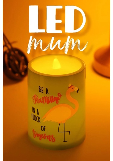 3 Lü Flamingo Led Mum Bardak Tipi Pilli Dumansız Alevli Dekoratif Yapay Mum 10 Cm Yeşil